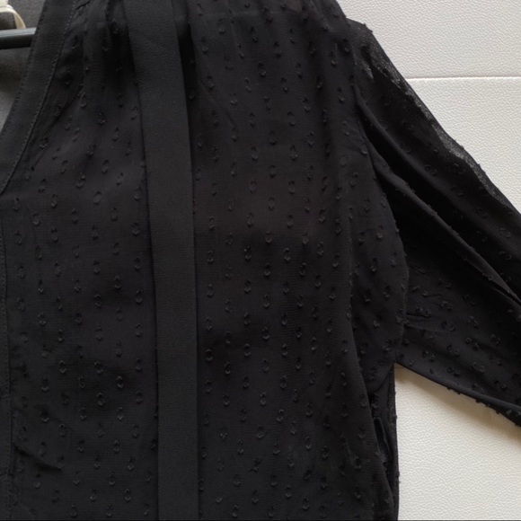 Black Sheer Textured Blouse by Kimchi Blue - Picture 5 of 7